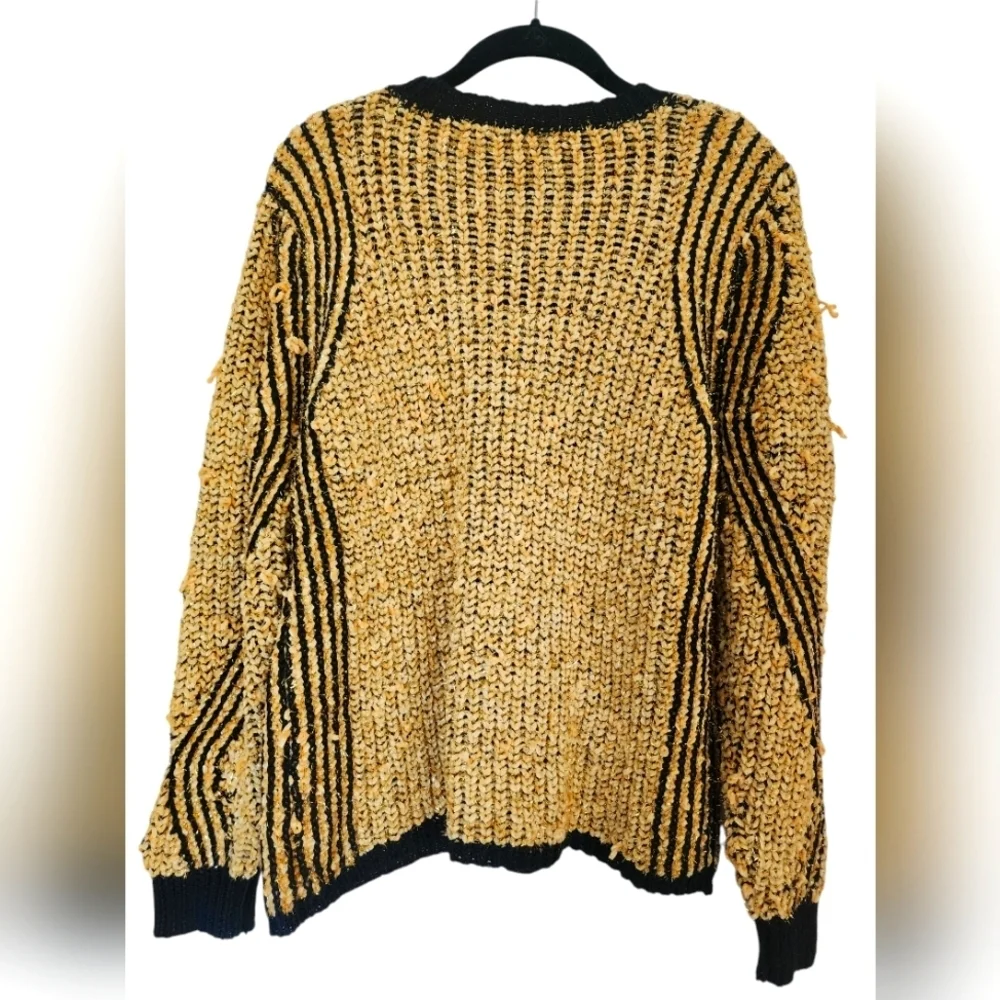 FREE THE ROSES Unique black & yellow chunky knit sweater, size M, Y2K vintage - Picture 5 of 6